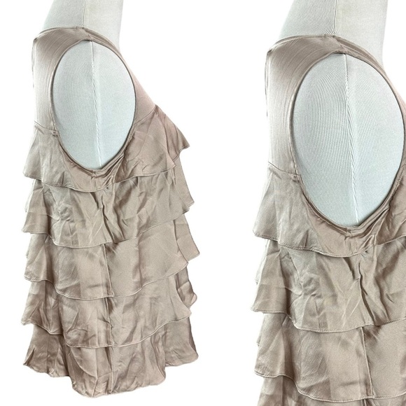 Theory Ethereal Fairy Silk Tiered Ruffled Sleeveless Nude Tunic Top Small Flowy - Picture 6 of 11